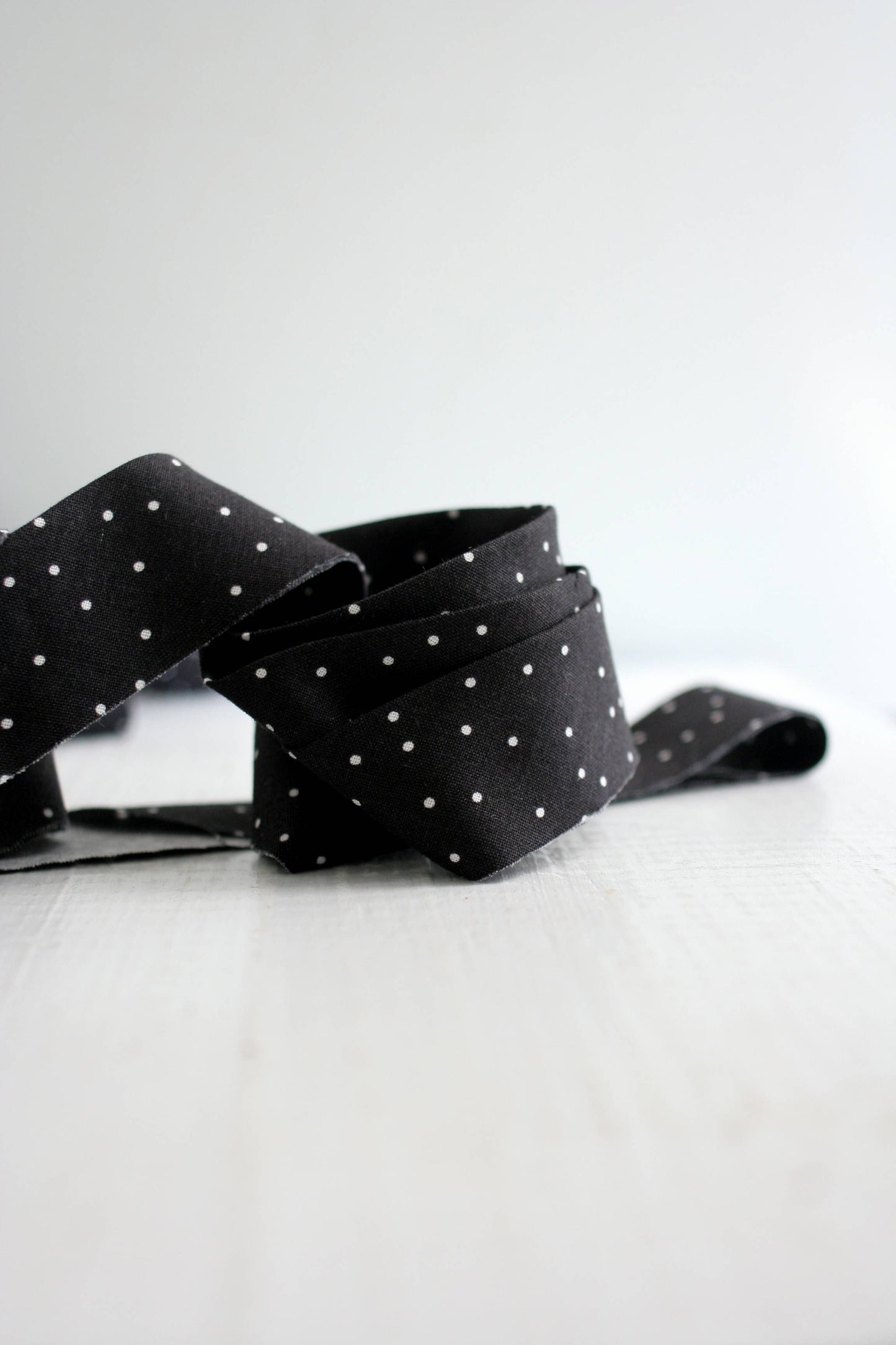 Bessie Pearl Binding Co - 2.5" Bias Quilt Binding Black Dot Premade Cotton Binding