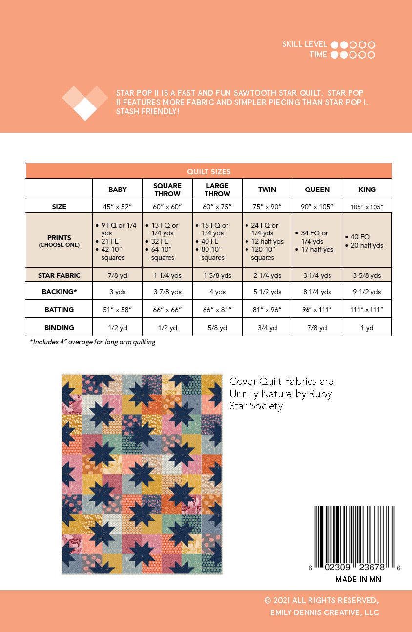 Quilty Love - Star Pop II Quilt Pattern-Printed booklet