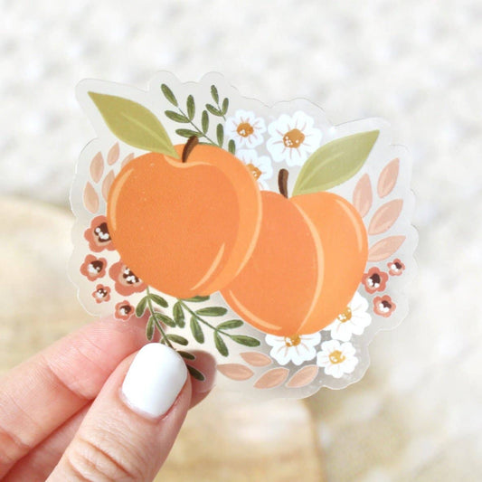 Elyse Breanne Design - Clear Peaches Sticker, 3x2.75in