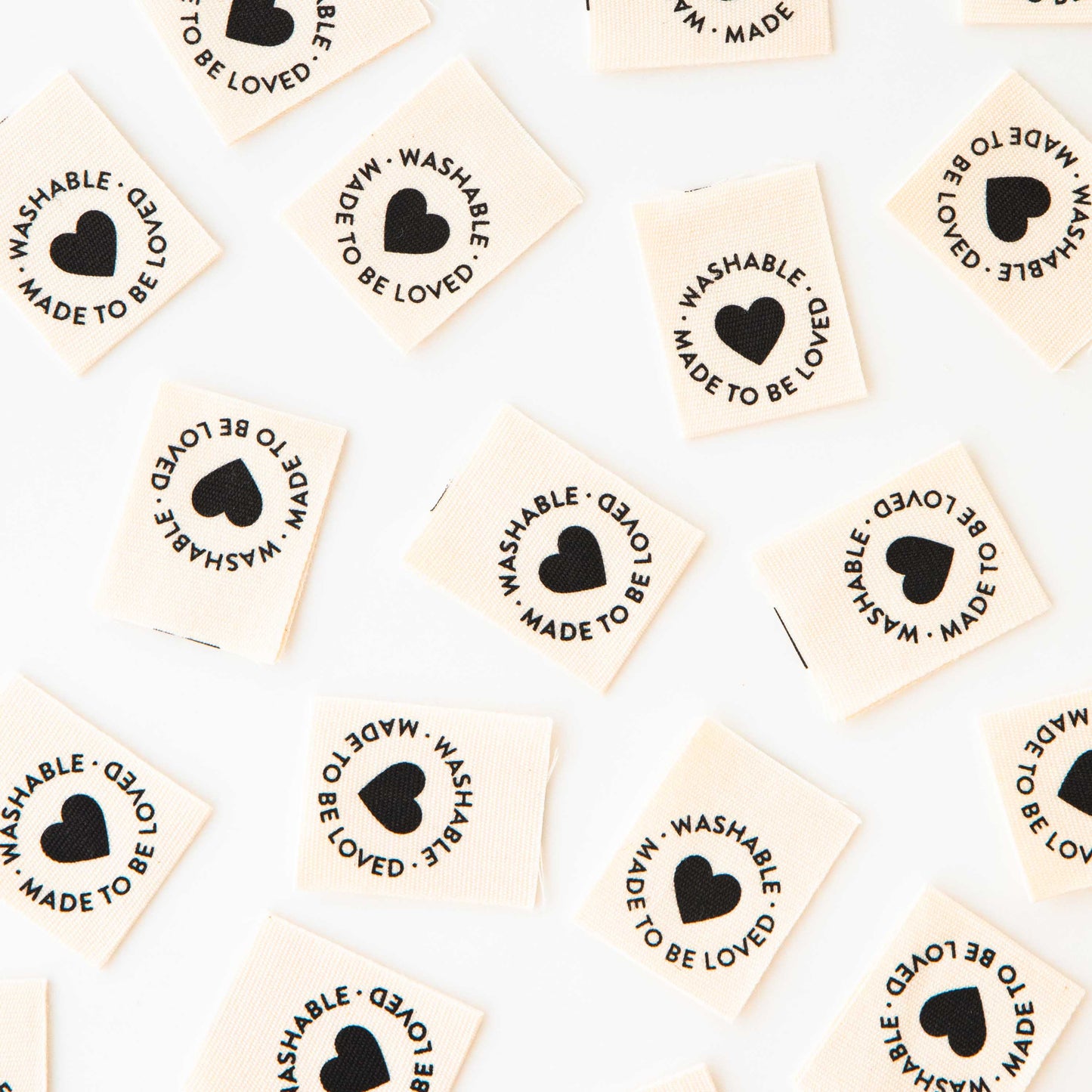 Sarah Hearts - Washable - Sewing Organic Cotton Quilt and Garment  Labels