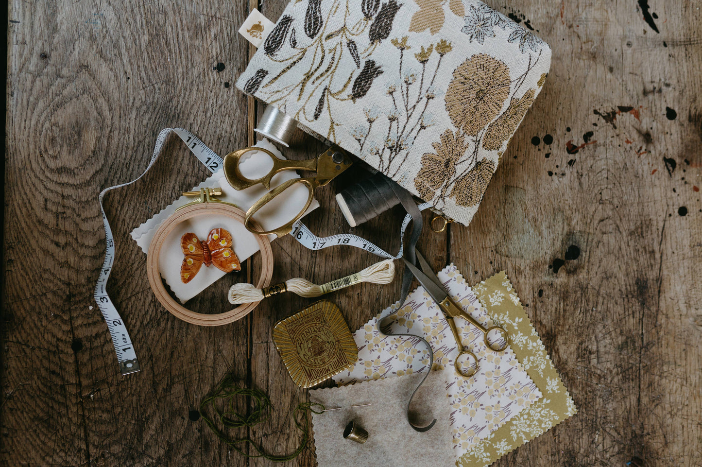 Flowerie - Dabble Tool Bag | Woven Zippered Pouch in Vintage Floral