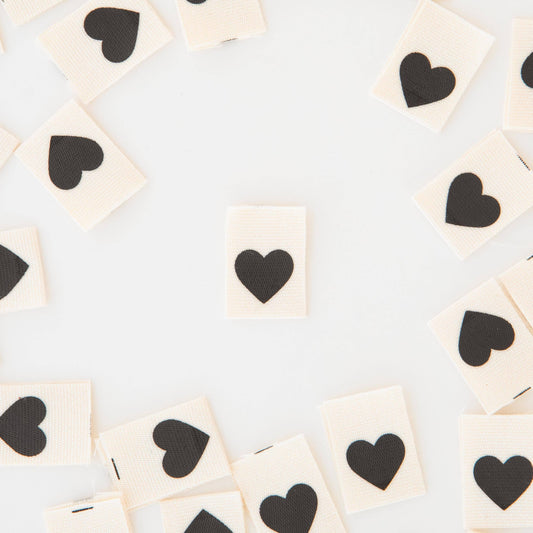 Sarah Hearts - Black Heart - Sewing Organic Cotton Quilt and Garment Labels