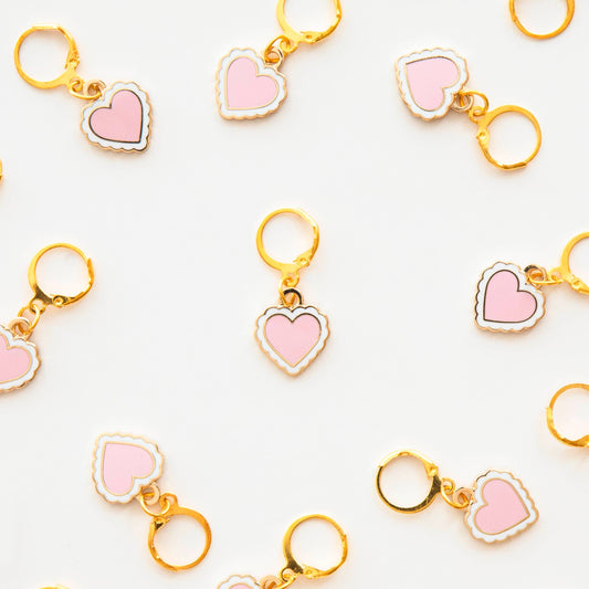 Sarah Hearts - Sweet Heart Enamel Stitch Marker - Zipper Charm