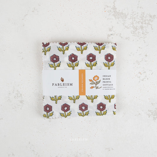 Cottage 5 Inch Charm Squares | Indian Block Print Cottage | Fableism