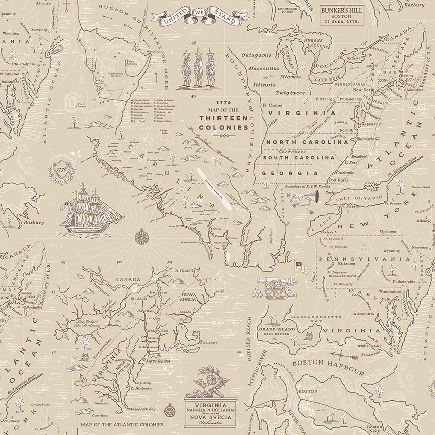 Colonial Map Beige | Independence | Riley Blake Designs