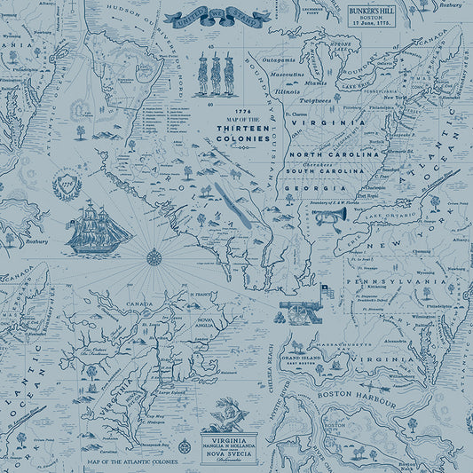 Colonial Map Blue | Independence | Riley Blake Designs