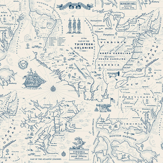 Colonial Map Cream | Independence | Riley Blake Designs