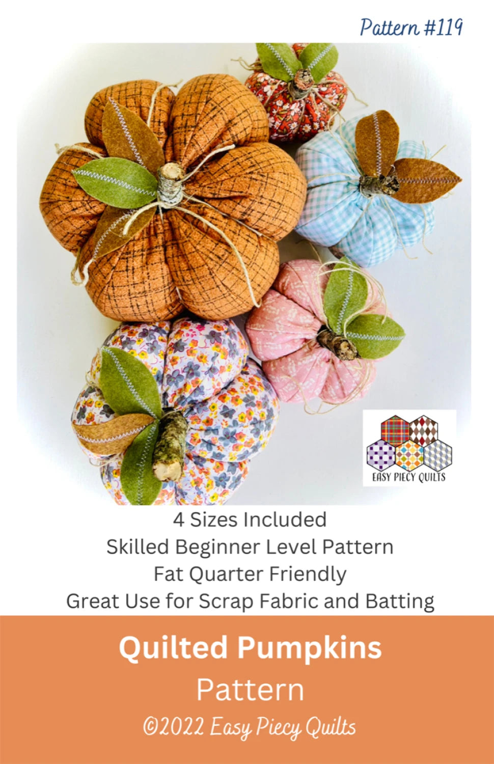 Quilted Pumpkins Paper Pattern | Easy Piecy Quilts