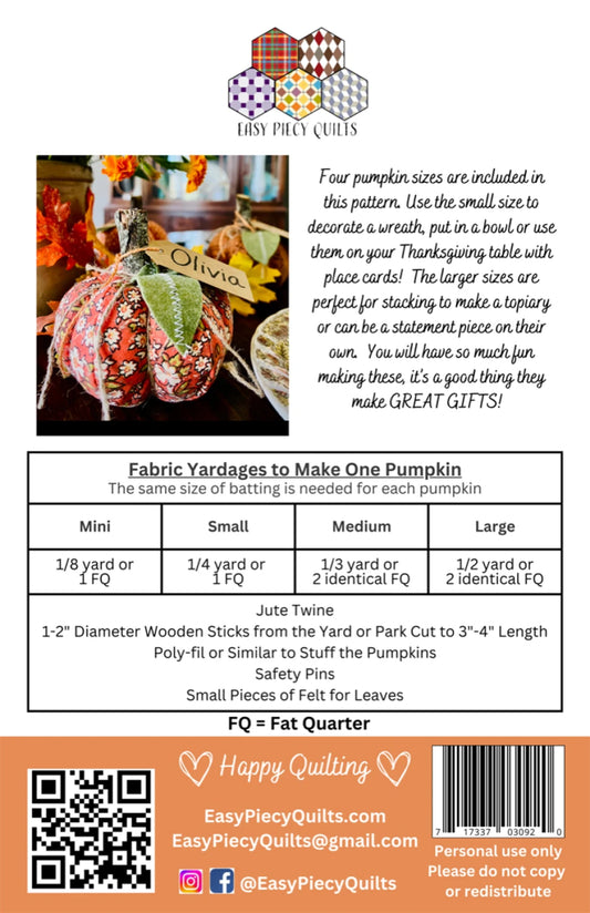 Quilted Pumpkins Paper Pattern | Easy Piecy Quilts