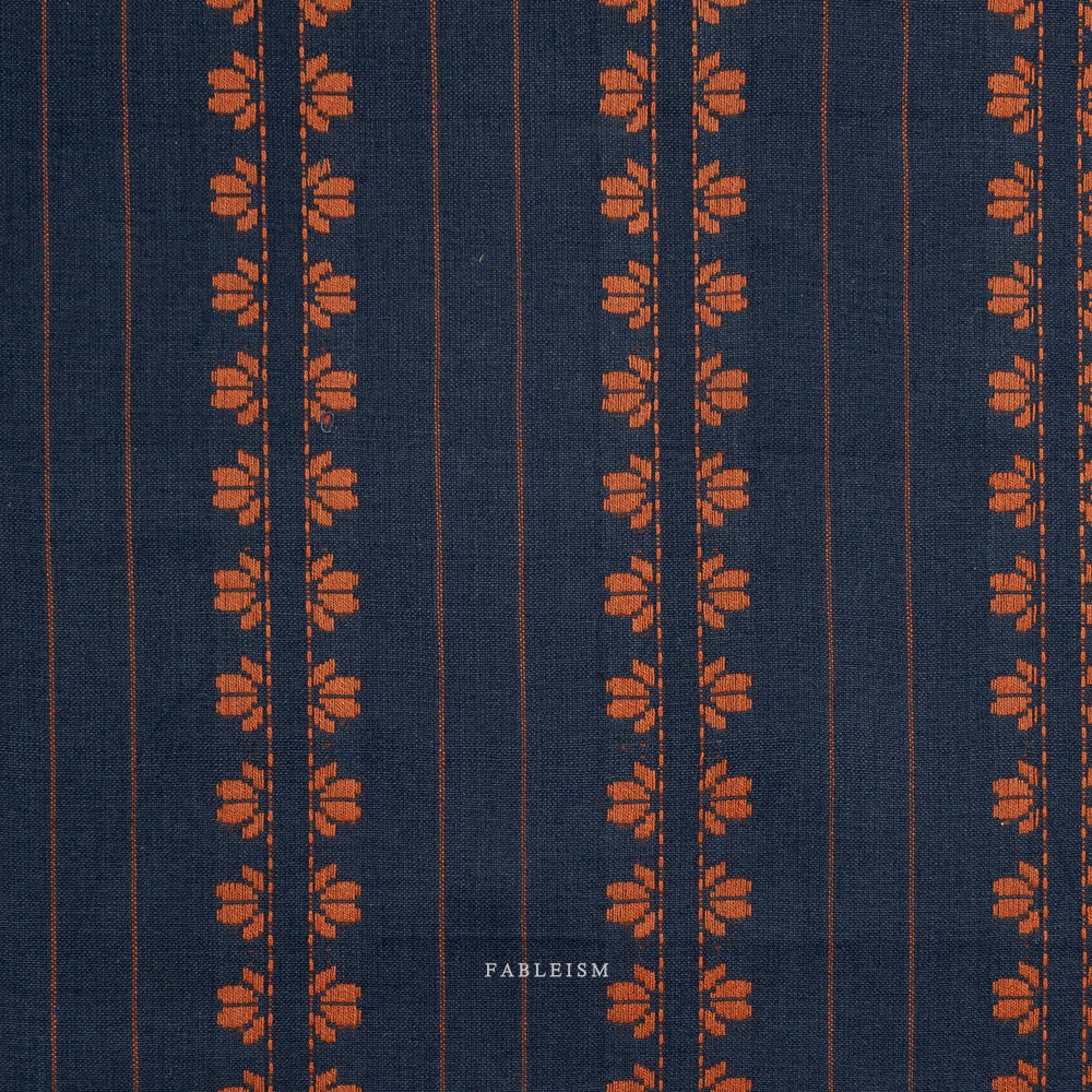 Deco Stripe in Navy Spice | Fine & Dandy | Fableism | FND-07-DEC-NAVY/SPICE