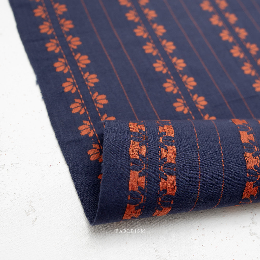 Deco Stripe in Navy Spice | Fine & Dandy | Fableism | FND-07-DEC-NAVY/SPICE