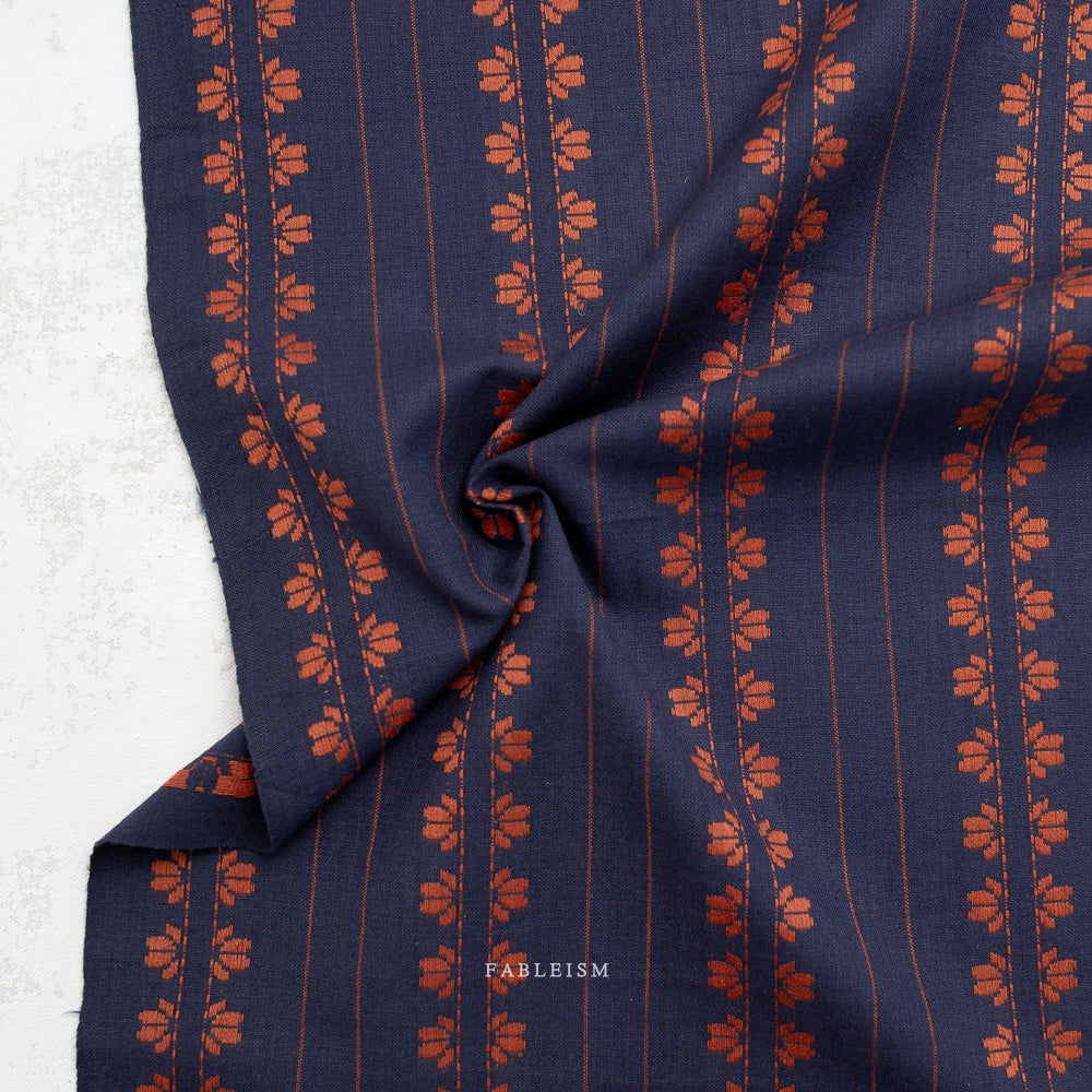 Deco Stripe in Navy Spice | Fine & Dandy | Fableism | FND-07-DEC-NAVY/SPICE