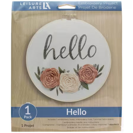 Leisure Arts Kit Embroidery 6" Hello