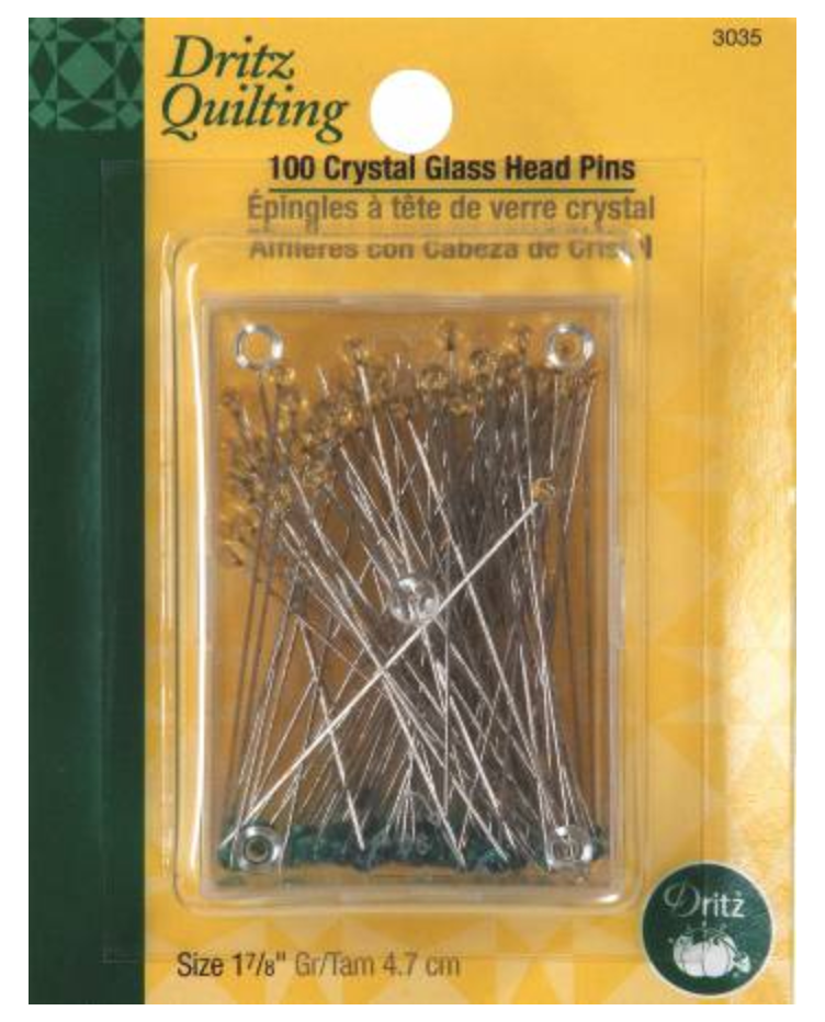 Crystal Glasshead Pins | 1 7/8in | 100ct | Dritz Quilting