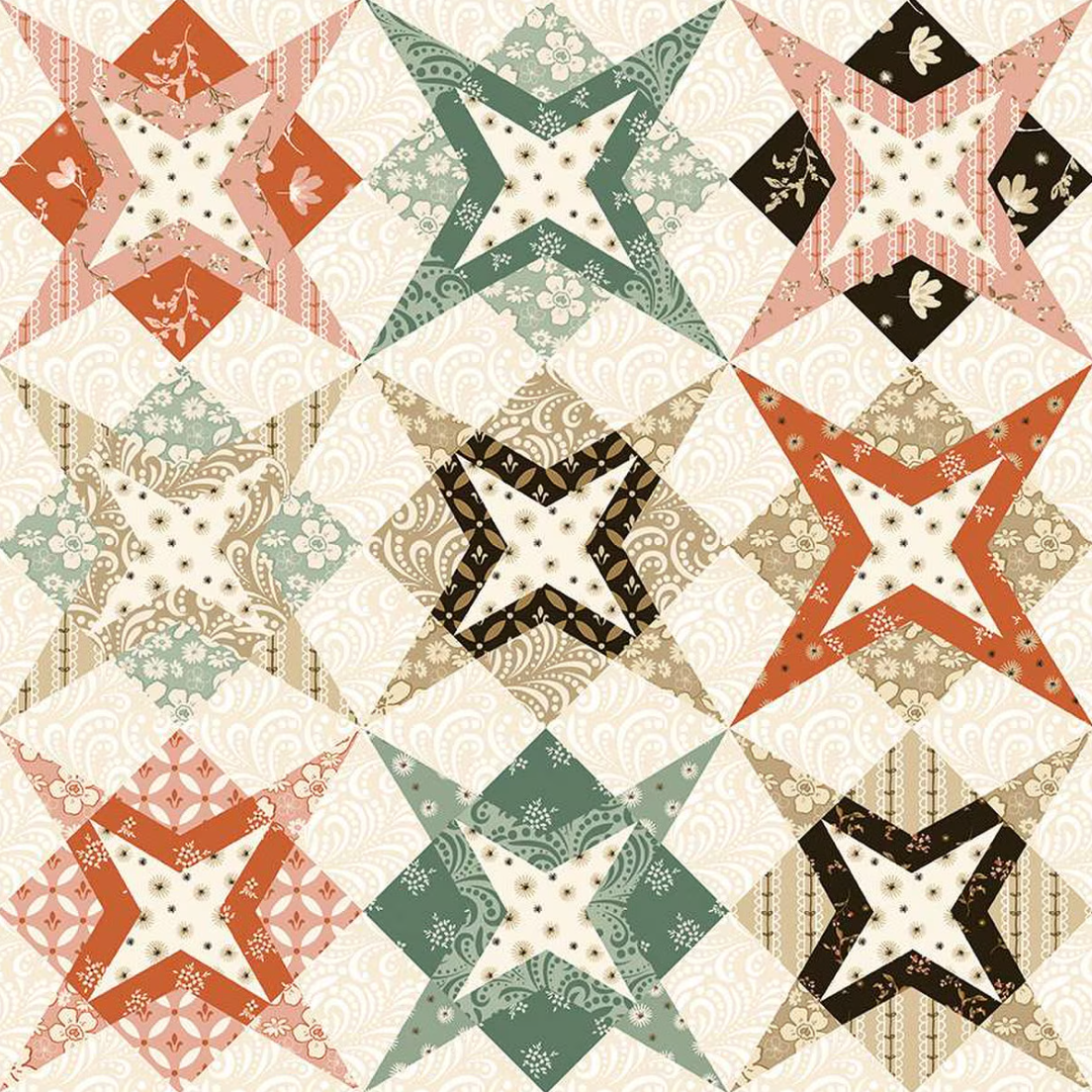 Star Cheater Print Multi | Morning Latte | Riley and Blake Designs