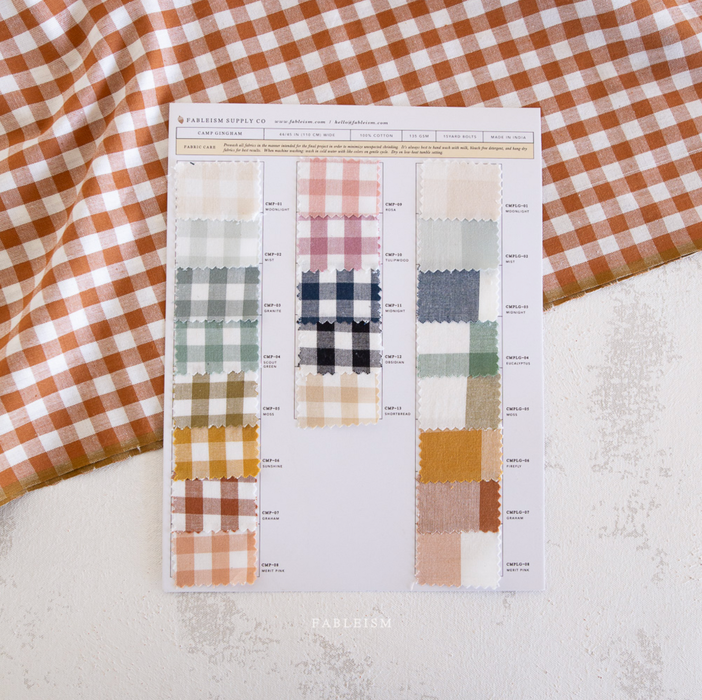 Camp Gingham | Swatch Card | Fableism Supply Co.