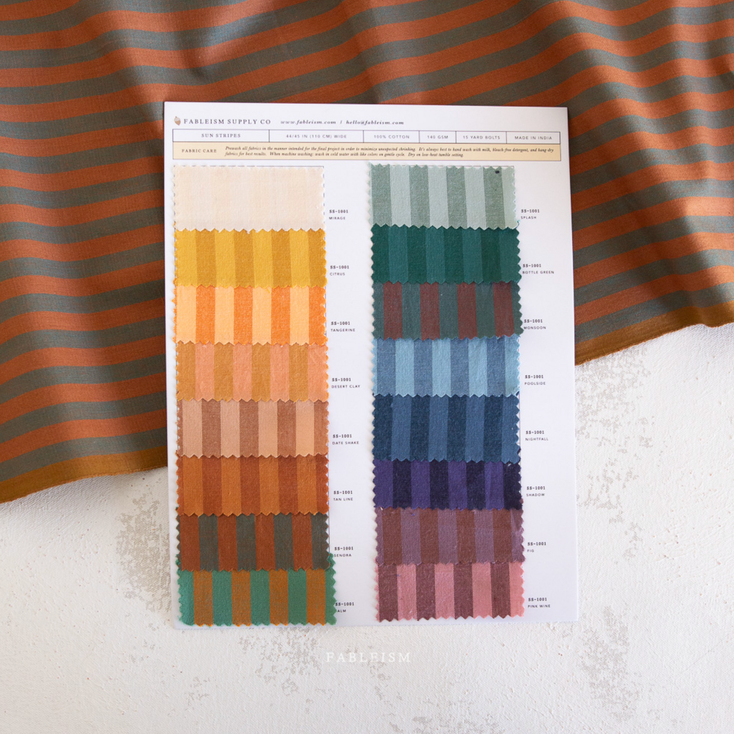 Sun Stripes | Swatch Card | Fableism Supply Co.