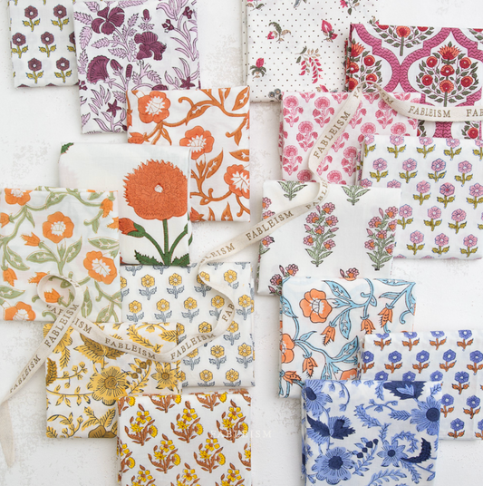 Indian Block Cottage Prints | Swatch Card | Fableism Supply Co.