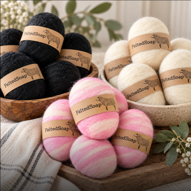 Twisted Purl LLC - Felted Soap Solid Black & Solid White