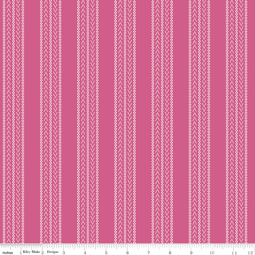 Zinnia Stripe WN18961 fabric shown with an inch ruler for scale