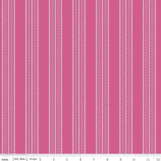 Zinnia Stripe WN18961 fabric shown with an inch ruler for scale