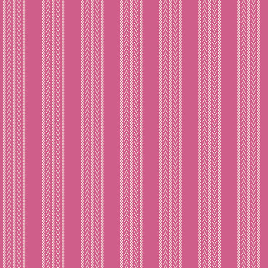 Zinnia Stripe WN18961 pink woven fabric with cream geometric stripes