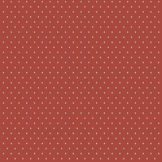 Adobe WN18963 woven fabric with cream diamonds on a terracotta-red ground