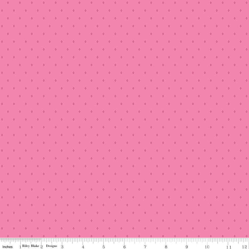 Diamond Hibiscus WN18963 fabric shown with an inch ruler for scale