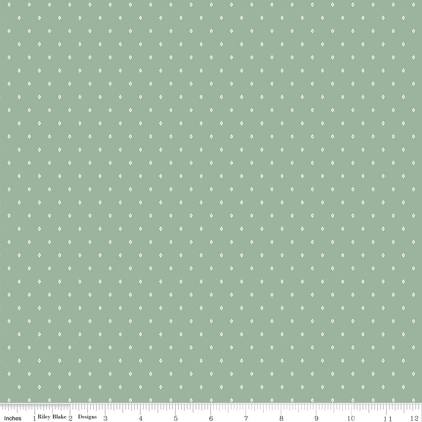 Diamond Meadow WN18963 fabric shown with an inch ruler for scale