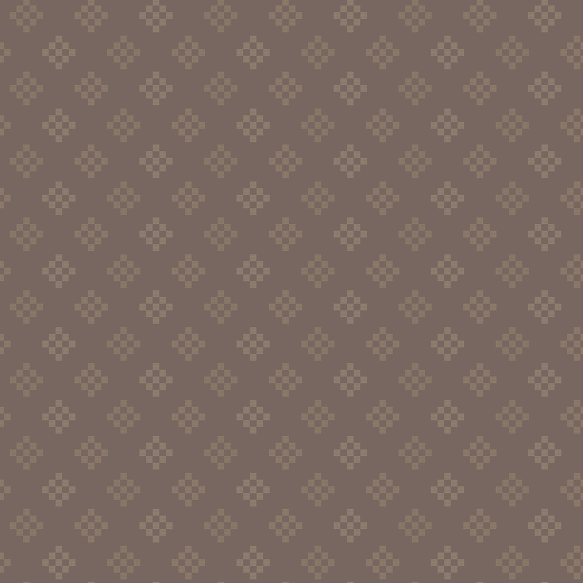 Coffee WN18964 woven fabric with tan geometric cross motifs on a brown ground