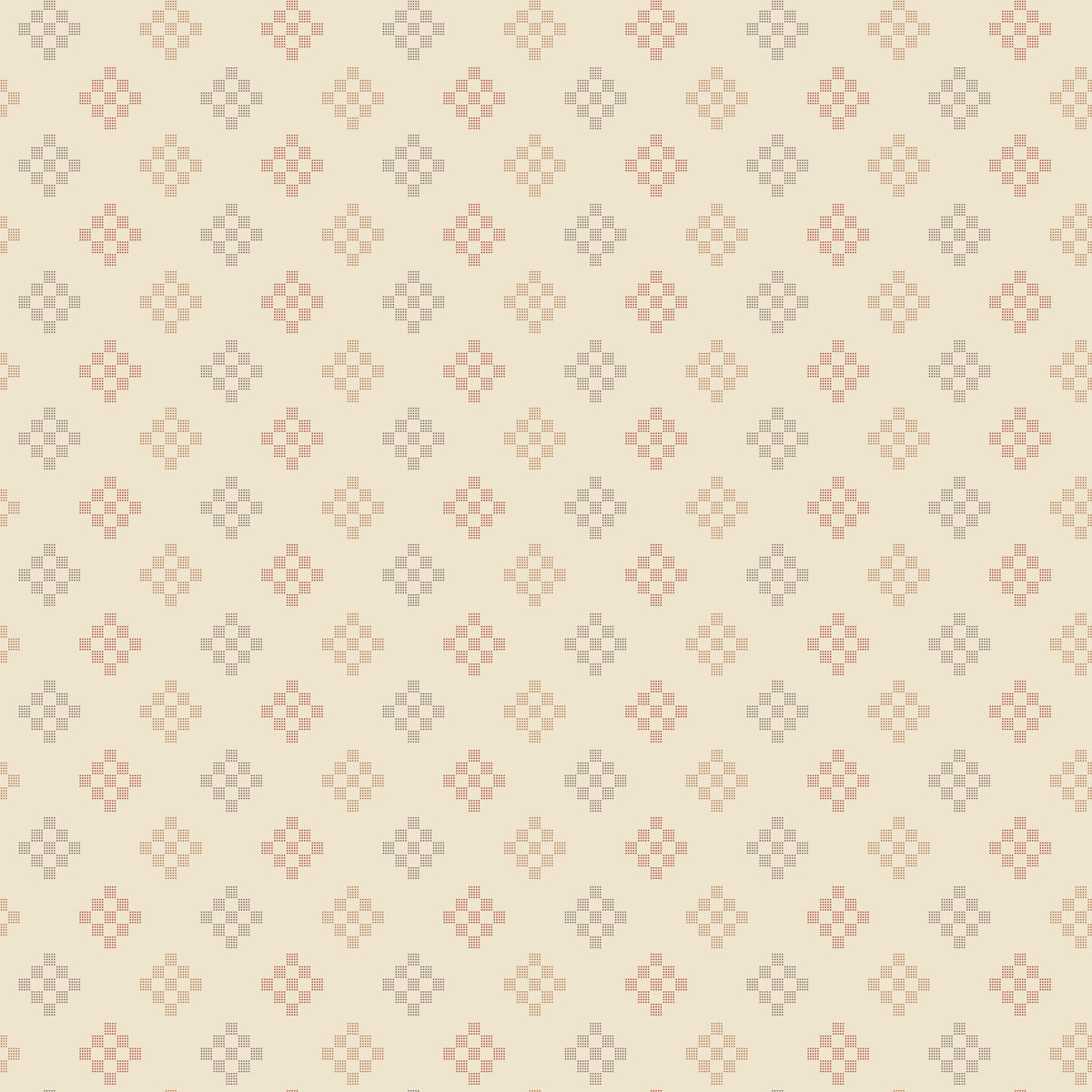 Fall WN18964 woven fabric with muted multicolor geometric cross motifs on a cream ground
