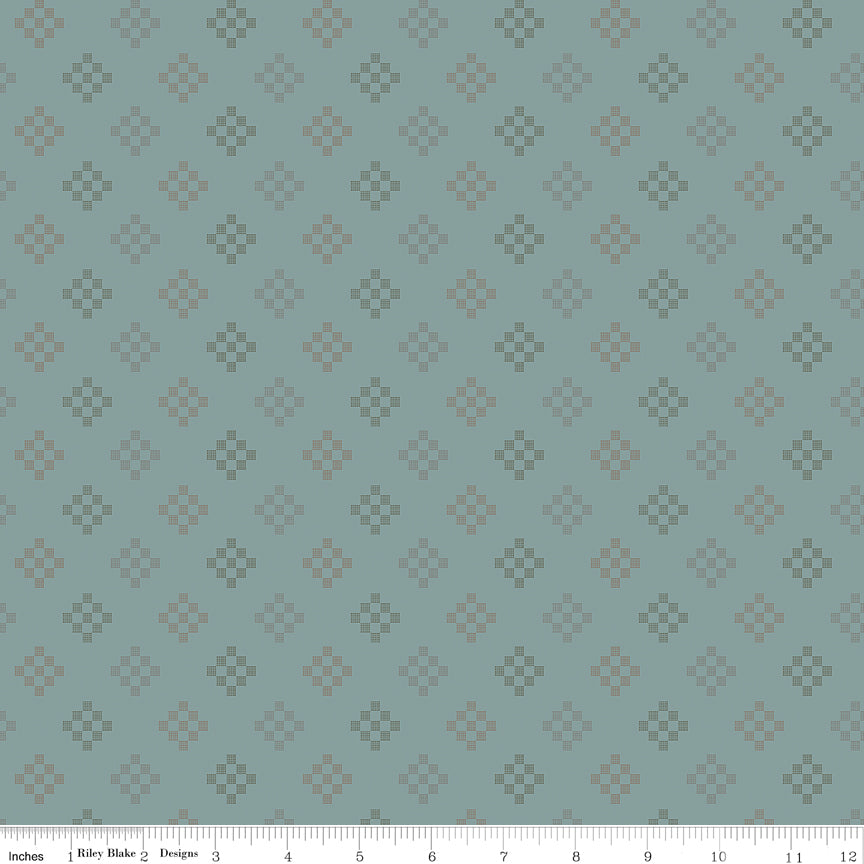 Patchwork Lodgepole WN18964 woven fabric shown with an inch ruler for scale