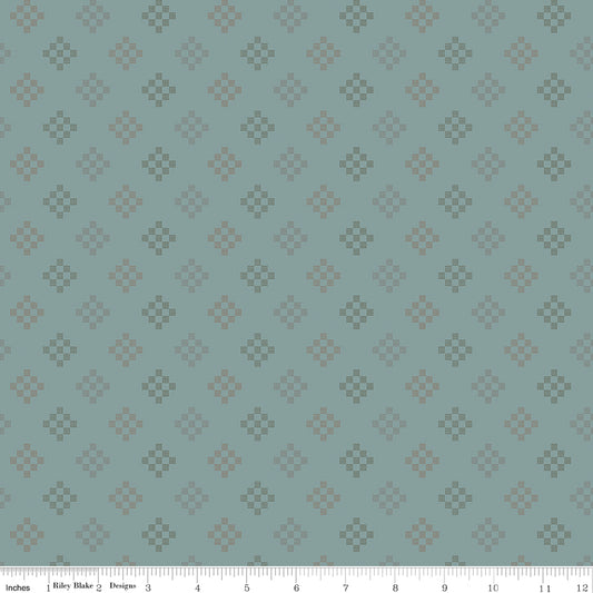 Patchwork Lodgepole WN18964 woven fabric shown with an inch ruler for scale