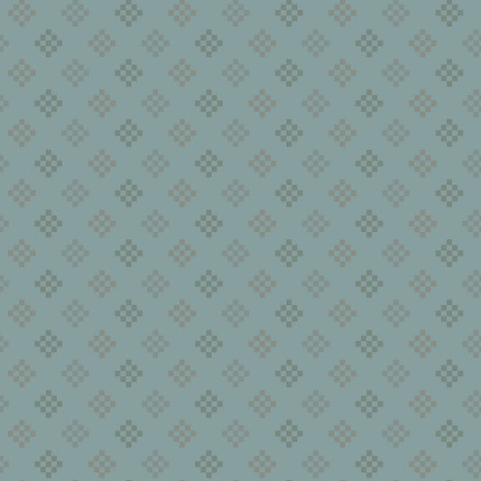 Patchwork Lodgepole WN18964 woven fabric with geometric cross motifs on a blue-green ground