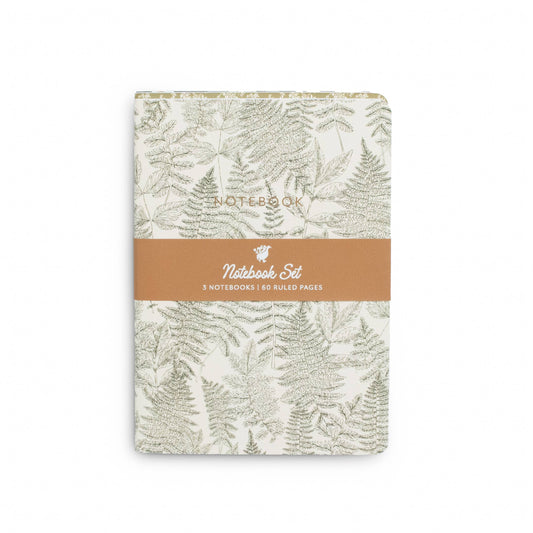 Flowerie - Reverie Notebooks | Set of 3 | Ferns, Green & Gold Florals
