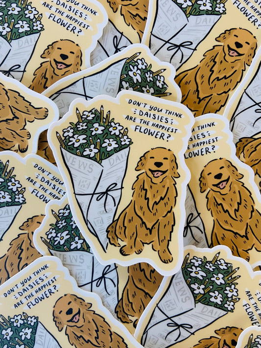 Makerie Day - You've Got Mail | Golden Retriever Daisies Sticker