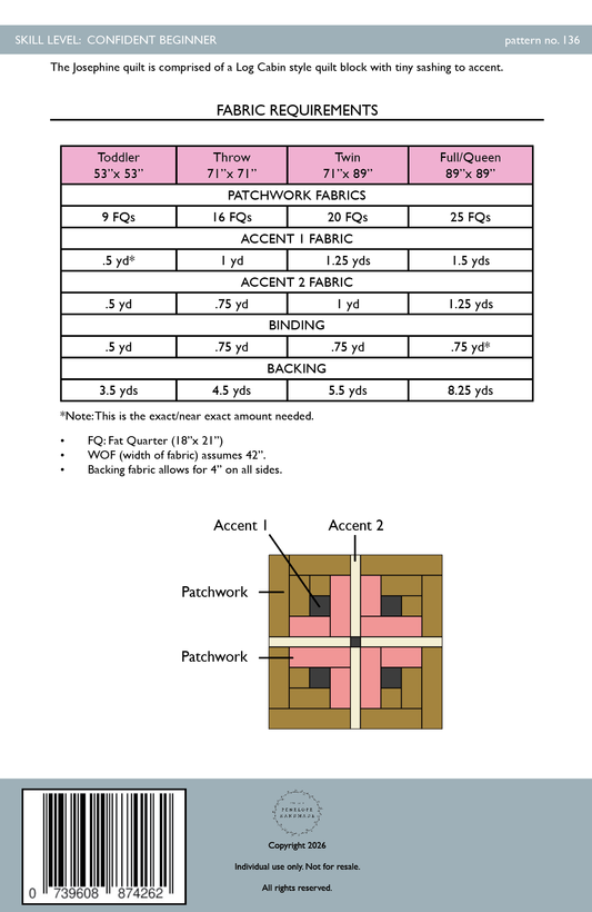 Penelope Handmade - Josephine Quilt Pattern  |   Paper Version
