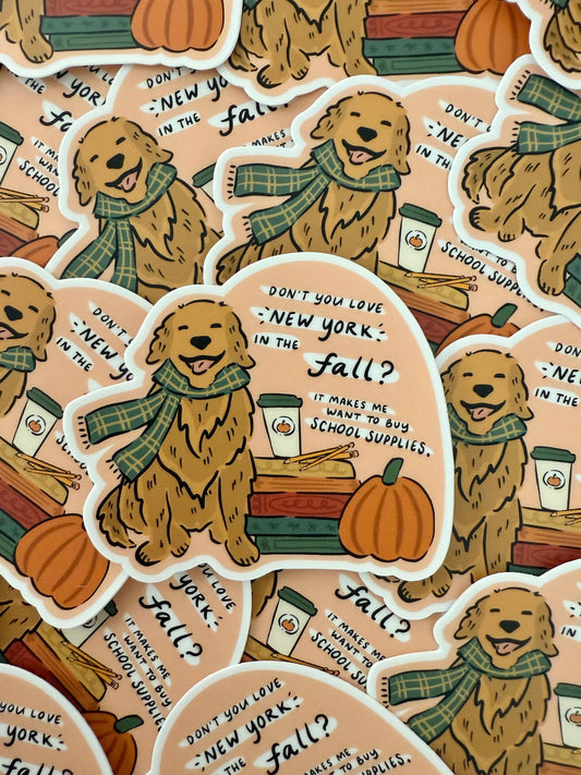 Makerie Day - You've Got Mail | Golden Retriever Fall Sticker