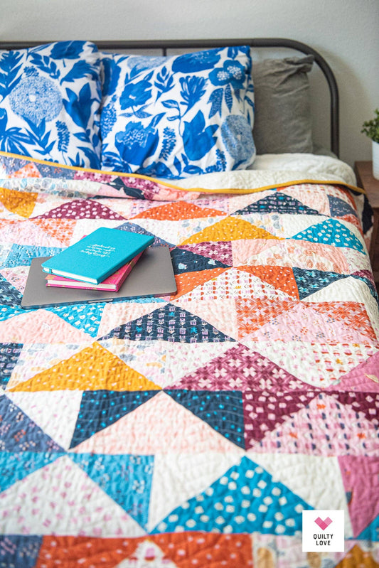 Quilty Love - Patchwork Flying Geese PAPER Quilt Pattern
