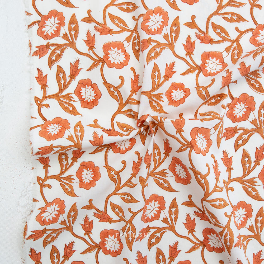 Trumpet Vines in Sienna | Indian Block Print Cottage | Fableism