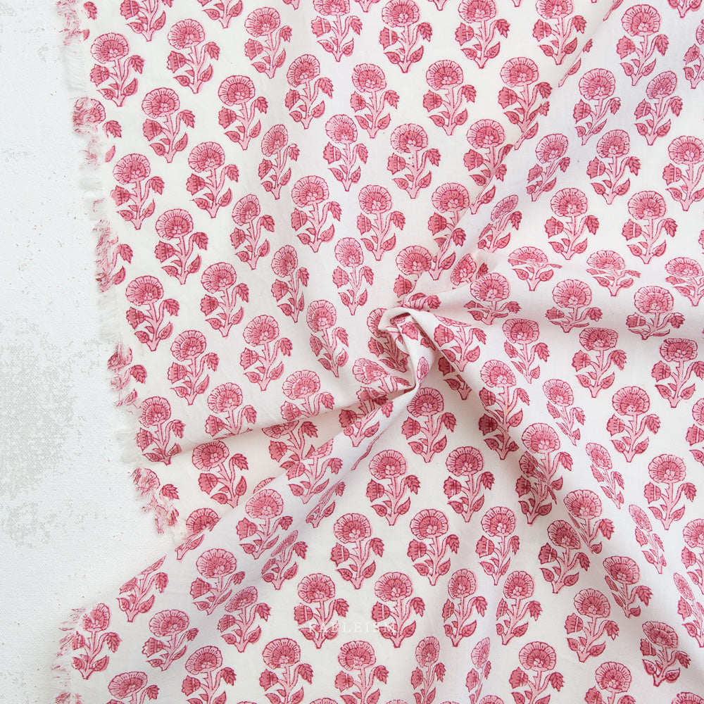 Stamp Floral in Pink | Indian Block Print Cottage | Fableism
