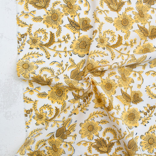 Country Floral in Yellow | Indian Block Print Cottage | Fableism