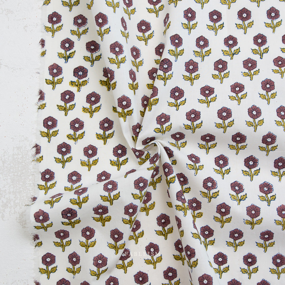 Flowerling in Eggplant | Indian Block Print Cottage | Fableism
