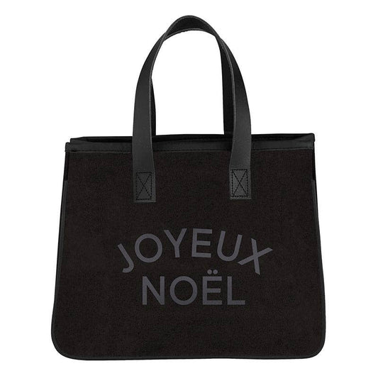Angle - Black Mini Canvas Tote - Joyeux Noel